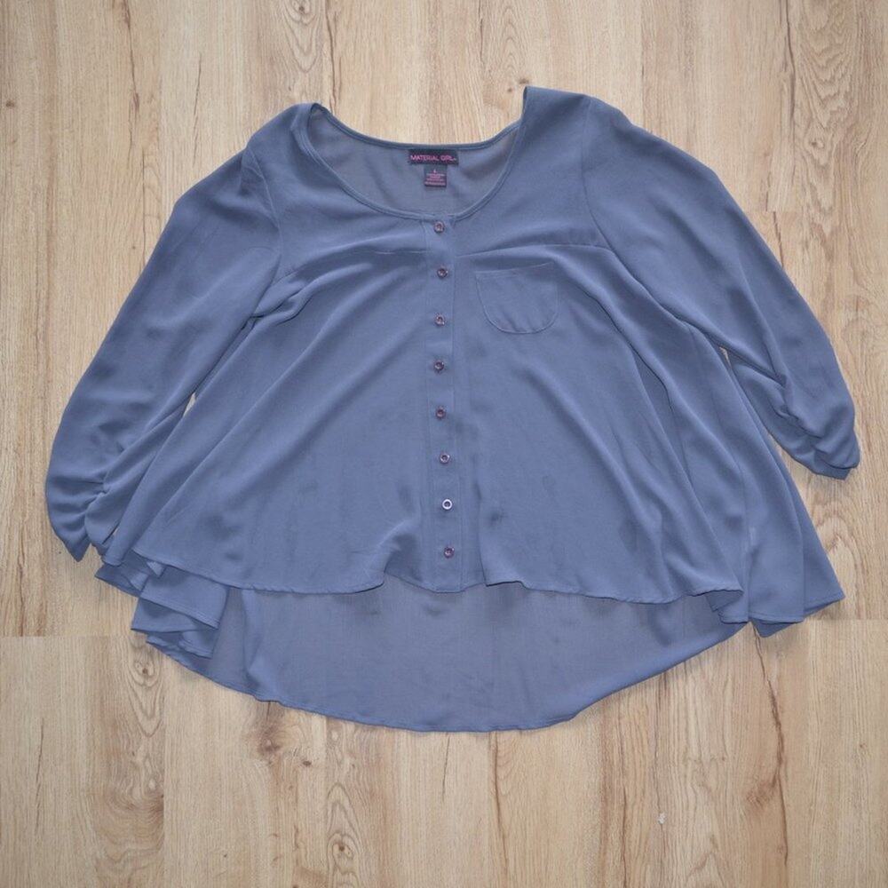 Material Girl Long Sleeve Blouse Top